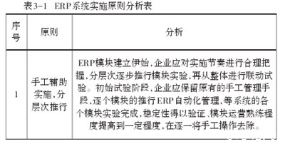 ERP系统实施原则分析表