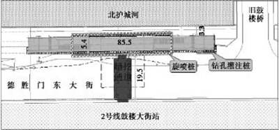图 1 西北出入口周边环境(m) 图 1 西北出入口周边环境(m)