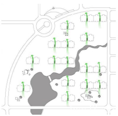 图 4-16 空中庭院加强总体布局中自然通风