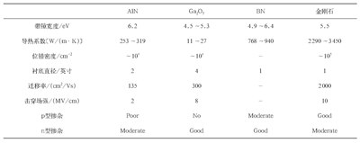 表1 UWBG半导体的材料特性