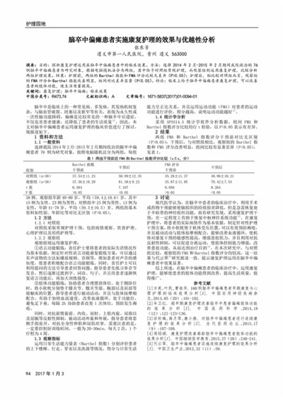 脑卒中患者开展康复护理的疗效分析