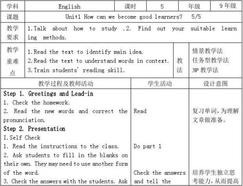 初中英语教学设计应符合的几个要求